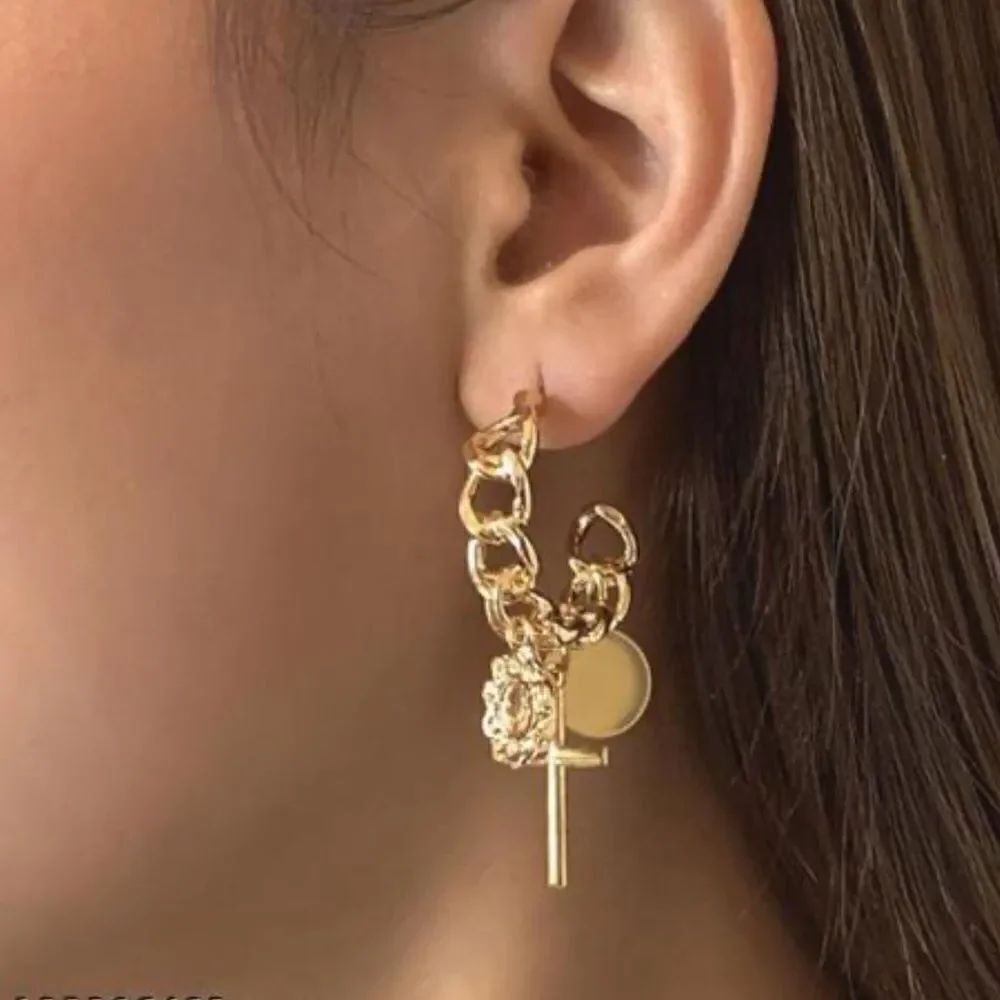 Bohemian round cross earrings N89